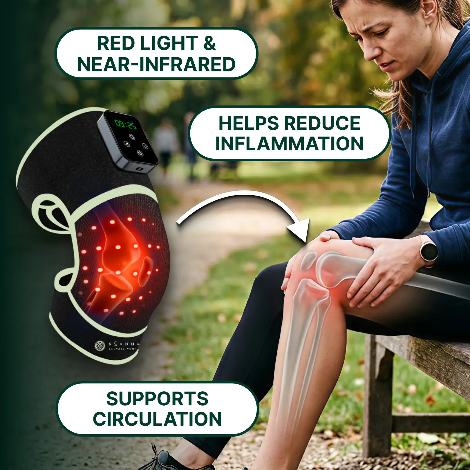 Red light bandage for knee pain