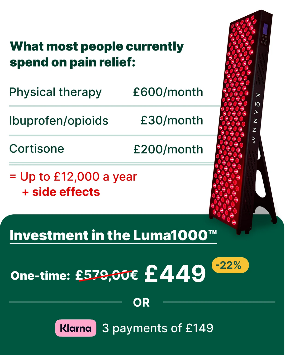 Luma1000 red light panel
